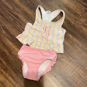 RUFFLE BUTTS - RAINBOW PEPLUM TANKINI - **MONOGRAM G**